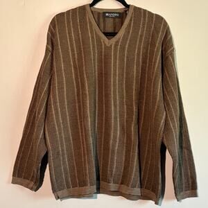 Brandini, brown Woolmark 100% fine Merino wool sweater, men's XL